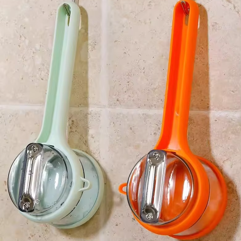 Éplucheur de melon compact avec rangement, lame inox . Parfait pour fruits et légumes