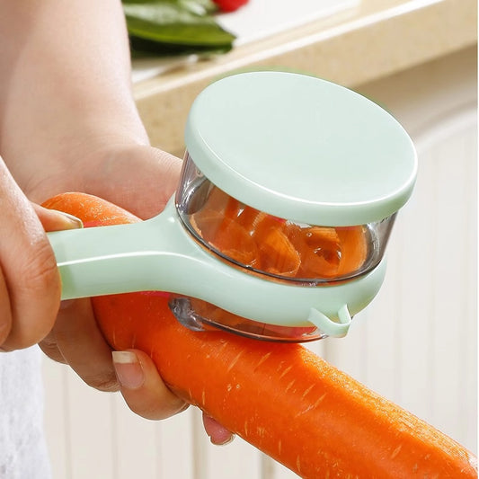 Éplucheur de melon compact avec rangement, lame inox . Parfait pour fruits et légumes
